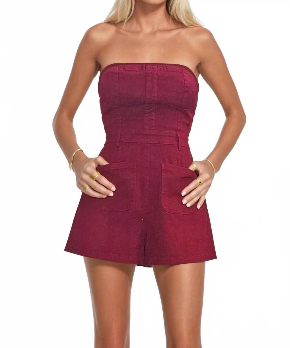 NEW WISTERIA LANE women's first down romper in maroon
